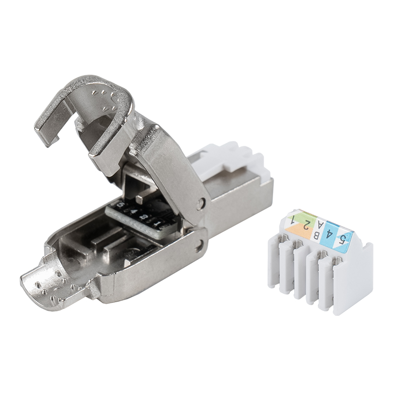 Cat6A Abgeschirmter, werkzeugloser RJ45-Stecker mit Druckknopf, RJ-602S-1-C6A