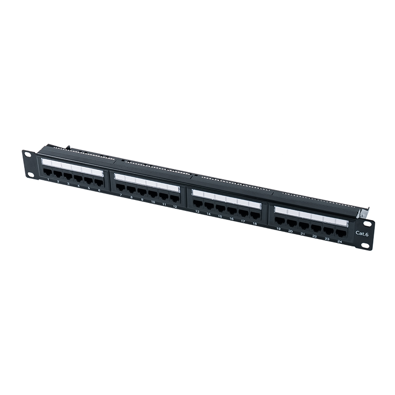 Kategorie 6 19-Zoll 1U ungeschirmtes 24-Port-Patchpanel (Doppelzweck-IDC; mit Kunststoffeinsatz) SP-3204D24-C6