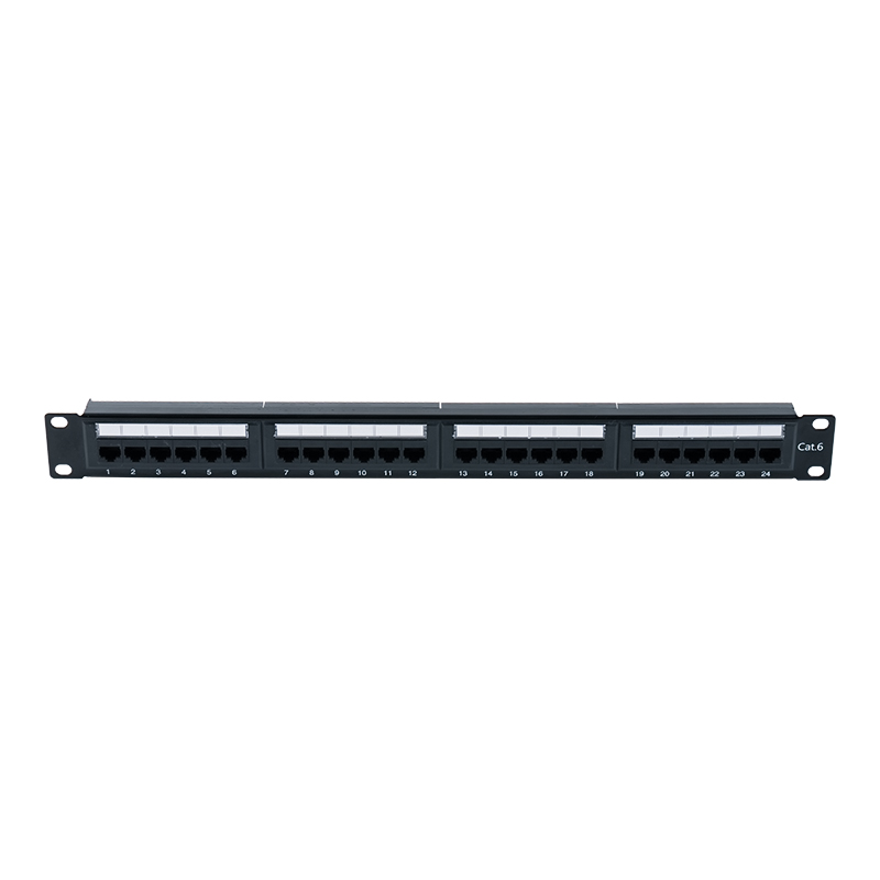 Kategorie 6 19-Zoll 1U ungeschirmtes 24-Port-Patchpanel (Doppelzweck-IDC; mit Kunststoffeinsatz) SP-3204D24-C6