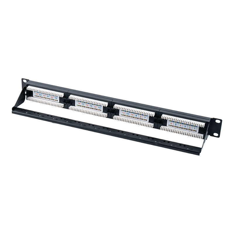 Kategorie 6 19-Zoll 1U ungeschirmtes 24-Port-Patchpanel (Doppelzweck-IDC; mit Kunststoffeinsatz) SP-3204D24-C6