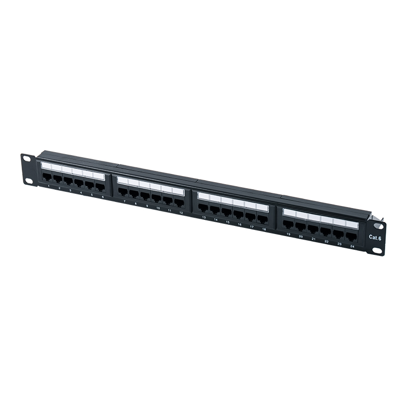 Kategorie 6 19-Zoll 1U ungeschirmtes 24-Port-Patchpanel (Doppelzweck-IDC; mit Kunststoffeinsatz) SP-3204D24-C6