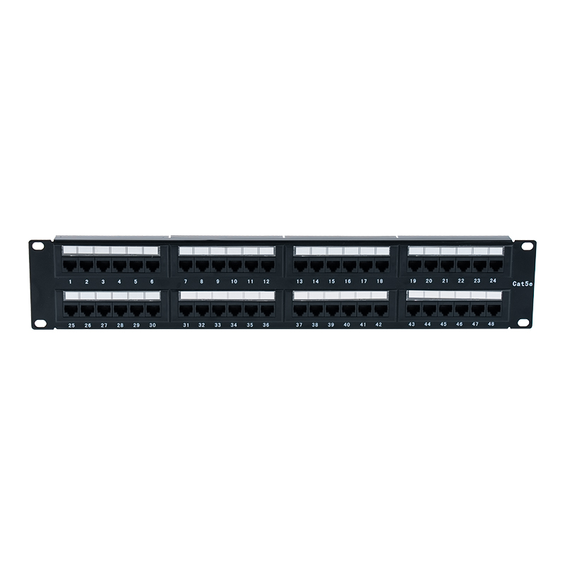 Cat5e 19-Zoll 2U ungeschirmtes 48-Port-Patchpanel (Doppelzweck-IDC; mit Kunststoffkartoneinsatz) SP-3204D48-C5E