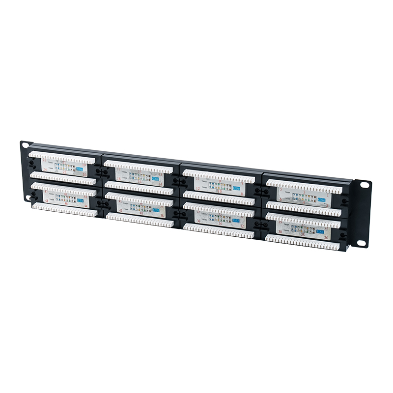 Cat5e 19-Zoll 2U ungeschirmtes 48-Port-Patchpanel (Doppelzweck-IDC; mit Kunststoffkartoneinsatz) SP-3204D48-C5E
