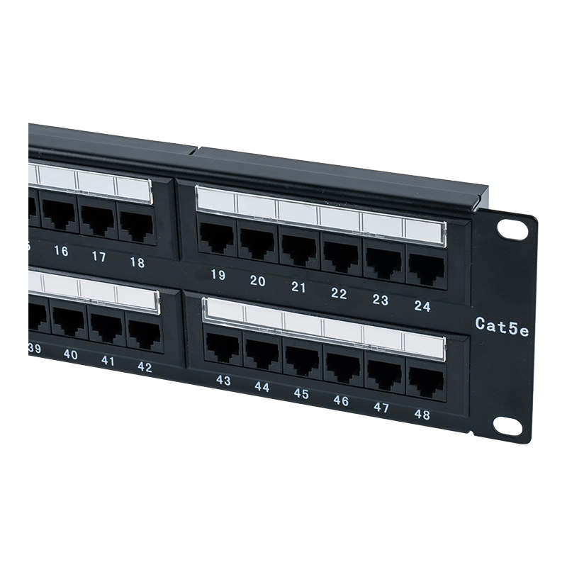 Cat5e 19-Zoll 2U ungeschirmtes 48-Port-Patchpanel (Doppelzweck-IDC; mit Kunststoffkartoneinsatz) SP-3204D48-C5E