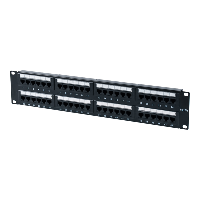 Cat5e 19-Zoll 2U ungeschirmtes 48-Port-Patchpanel (Doppelzweck-IDC; mit Kunststoffkartoneinsatz) SP-3204D48-C5E