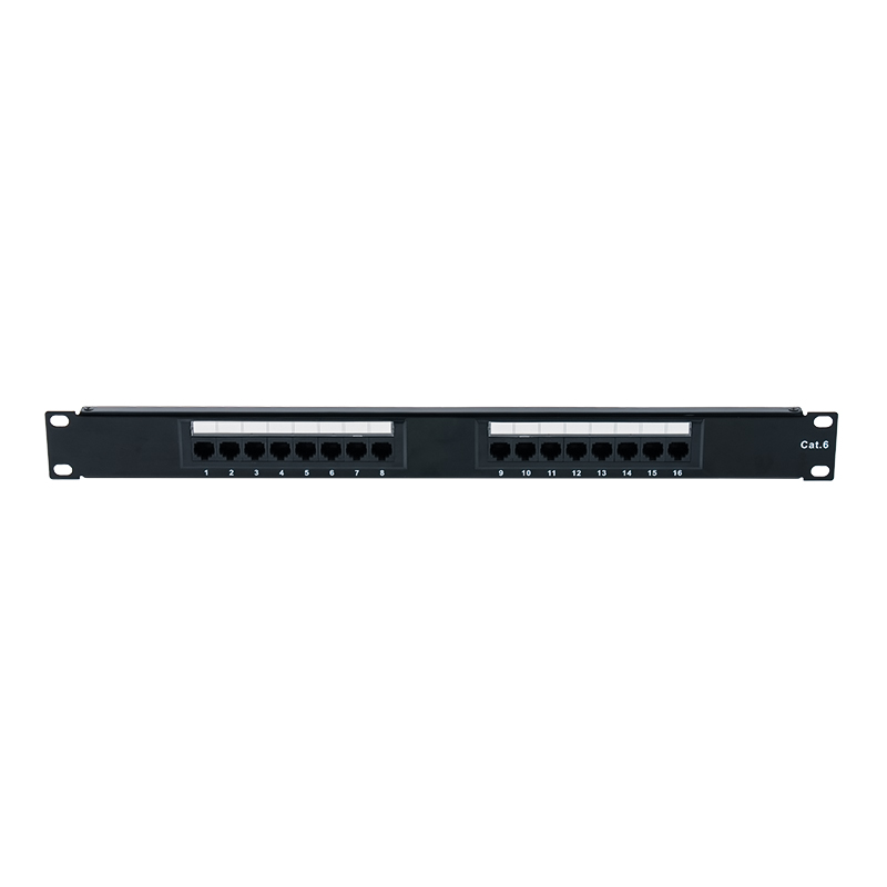 Kategorie 6 19-Zoll 1U ungeschirmtes 16-Port-Patchpanel (Doppelzweck-IDC) SP-3224D16-C6