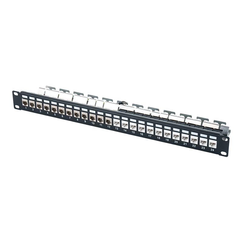 19-Zoll 1U 24-Port abgeschirmtes leeres Rack (mit Digitalkarte) SP-3245S-24P