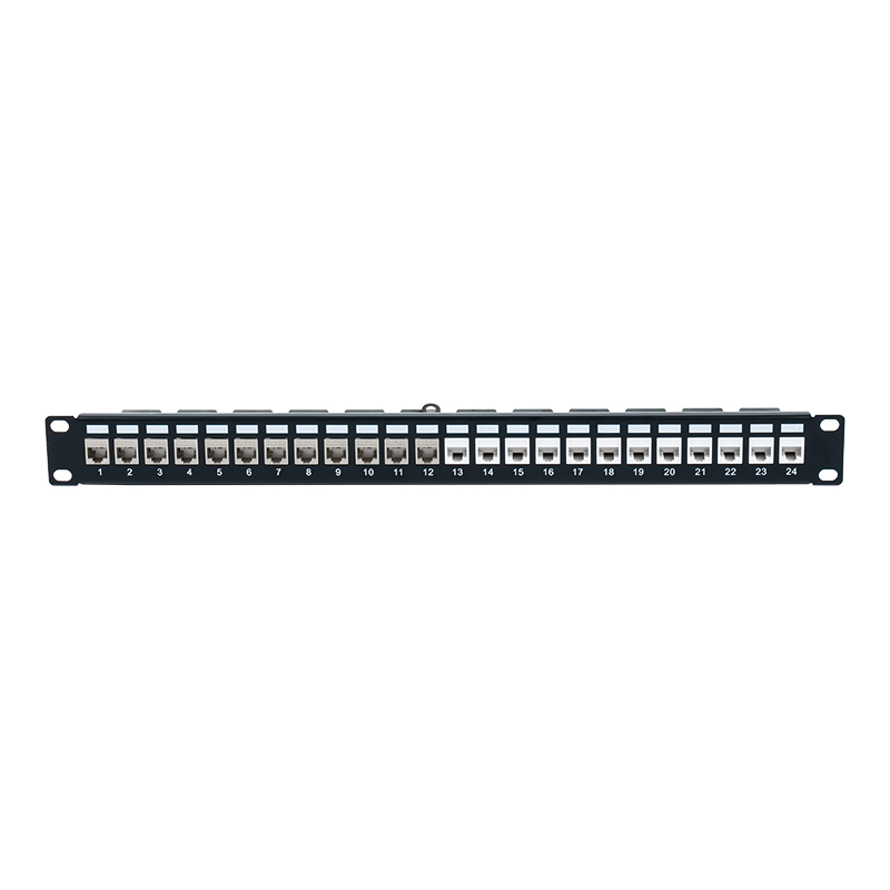 19-Zoll-1U-Patchpanel mit 24 Ports und Abschirmung (mit C6A-Modul) SP-3246S-24P