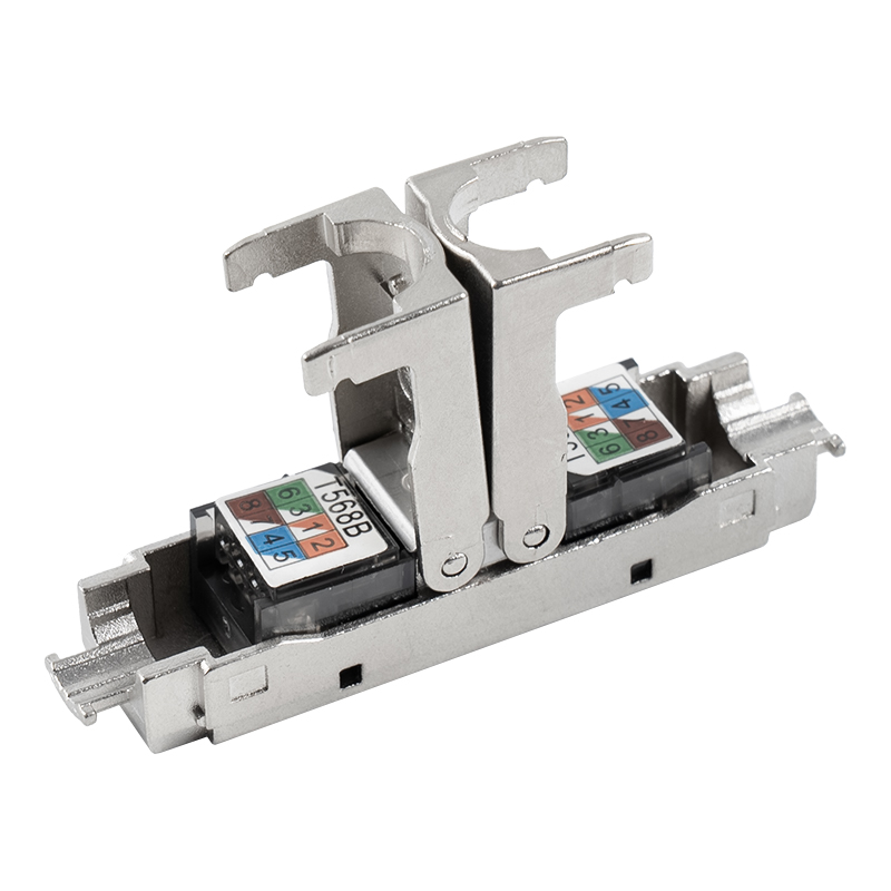 Cat6A Abgeschirmter, werkzeugloser Steckverbinder vom Push-Down-Typ (einzelne Öffnung) RJ-604S-1-C6A