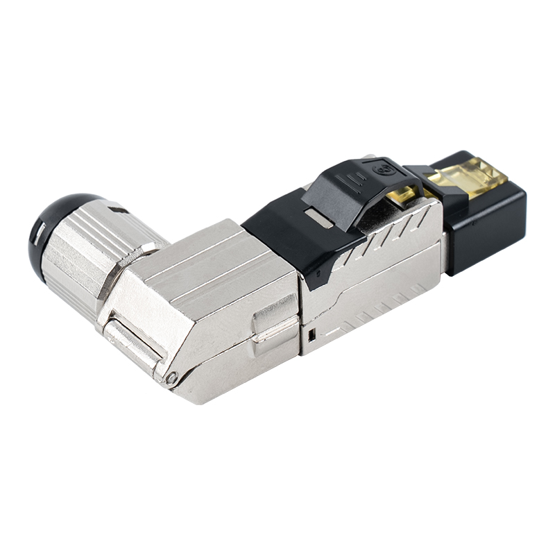 Cat7 Abgeschirmter werkzeugloser RJ45-Anschluss (90-Grad-Winkel am Ende) RJ-G90S-1-C7