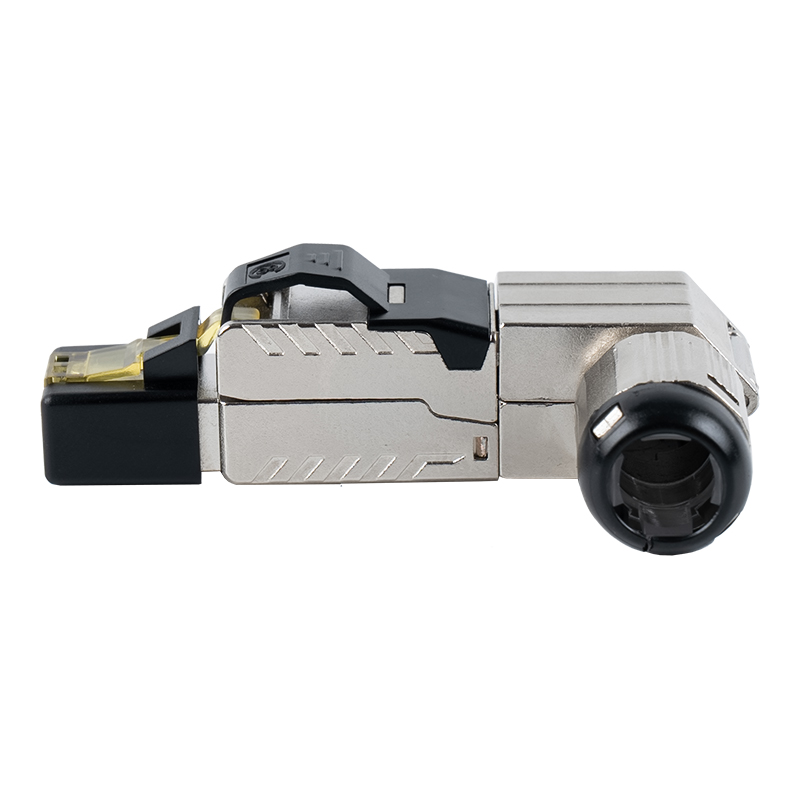 Cat7 Abgeschirmter werkzeugloser RJ45-Anschluss (90-Grad-Winkel am Ende) RJ-G90S-1-C7