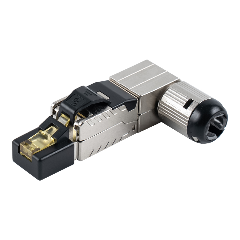 Cat7 Abgeschirmter werkzeugloser RJ45-Anschluss (90-Grad-Winkel am Ende) RJ-G90S-1-C7