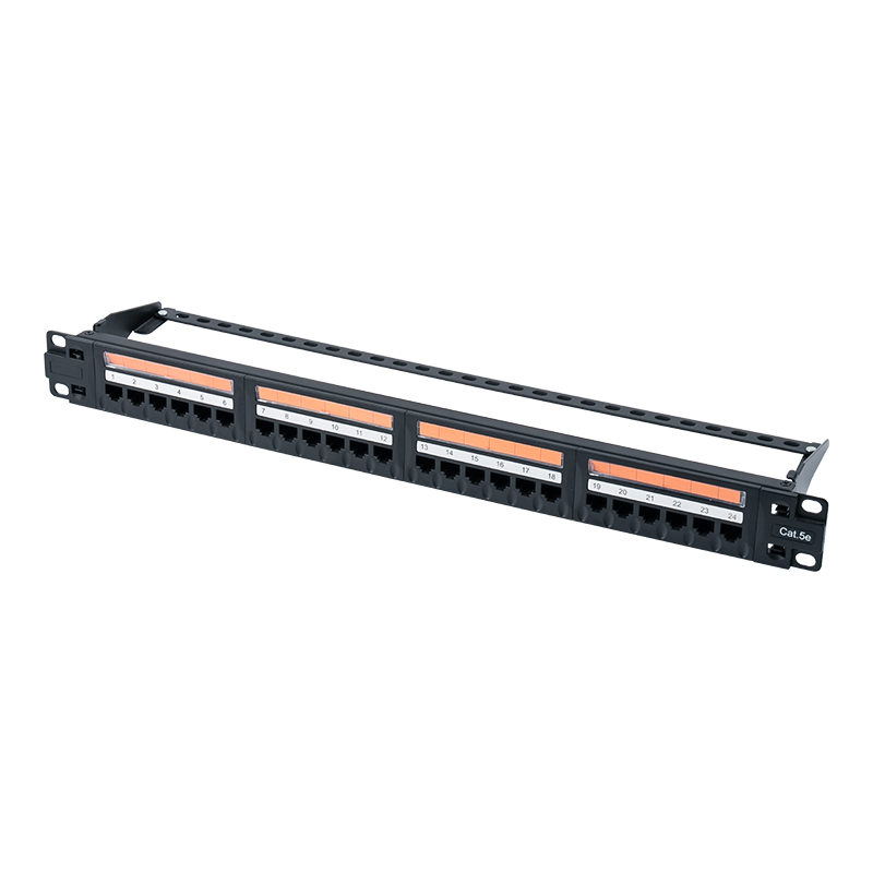 Cat5e 19 Zoll 1U ungeschirmtes 24-Port-Patchpanel (Klappfenster aus Kunststoff) SP-3410D24-C5E