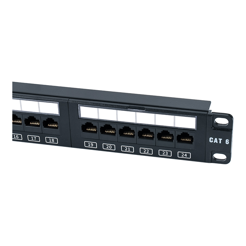 C6 19-Zoll 1U ungeschirmtes 24-Port-Patchpanel (Flip-Top-Kunststofffenster) SP-3411D24-C6