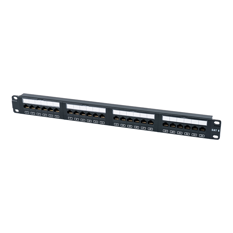 C6 19-Zoll 1U ungeschirmtes 24-Port-Patchpanel (Flip-Top-Kunststofffenster) SP-3411D24-C6