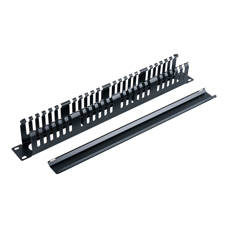 19-Zoll-1U-Kabelmanagementplatte aus Kunststoff (24 Schlitze mit Abdeckung) SP-3802-1U